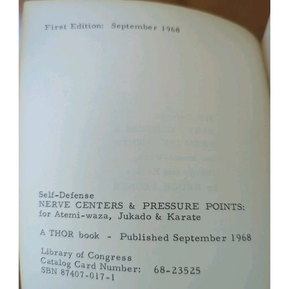 SELF-DEFENSE; NERVE CENTERS‎ By Bruce Tegner First Edition 1968